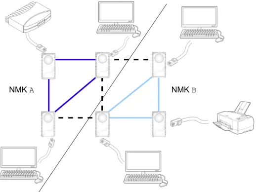 Figure 2.4: Example of a complex powerline connection with two networks.