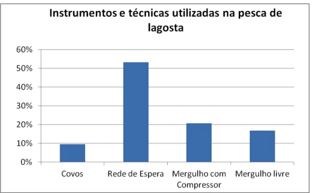 Figura 6 - Instrumentos e técnicas utilizados na pesca de lagosta no município de Touros