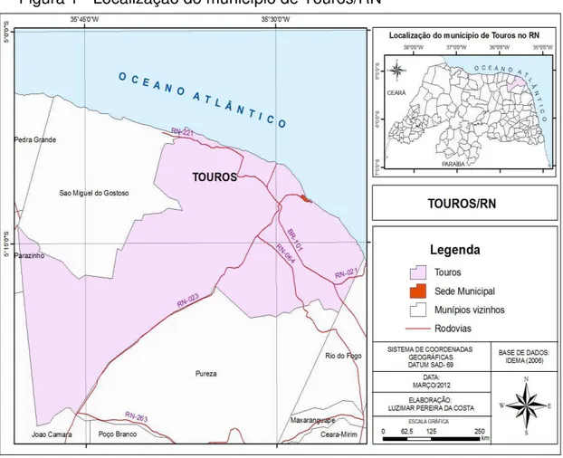 Figura 1 - Localização do município de Touros/RN 