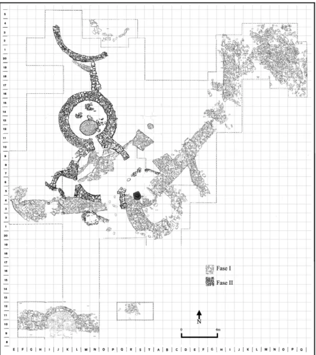 Fig. 7.—Porto das Carretas (Mourão). The two phases of the settlement, which are very clearly defined  chronologically (according to Soares &amp; Silva, 2010; see also Soares, 2013a).