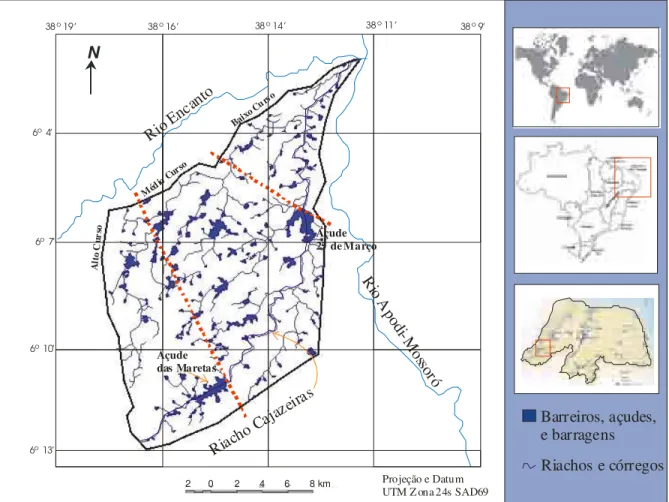 Figura 01: Localização da Bacia Hidrográfica do Riacho Cajazeiras/RN. 