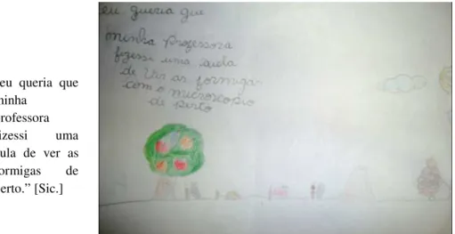Figura 1: Carta de criança de 6 anos de idade, que me motivou a tentar compreender a  inovação pedagógica