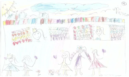 Figura 4: Desenho livre demonstrando uma escola feliz e bem dinâmica. 