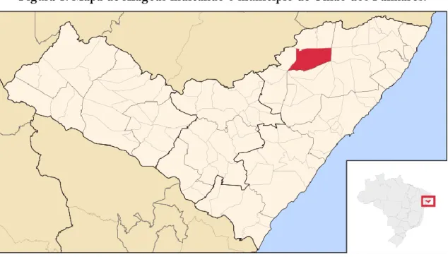 Figura 1: Mapa de Alagoas indicando o município de União dos Palmares. 