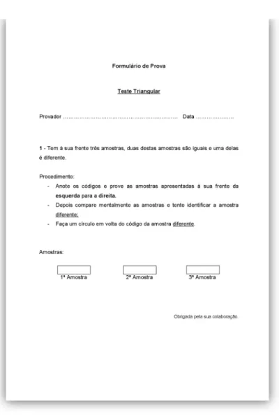 FIGURE 2.2 – Score sheet used for the triangle tests. 