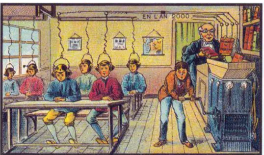 Ilustração 1 -  &#34;Na escola&#34; - série &#34;Utopia&#34;, de Villemard, 1910 