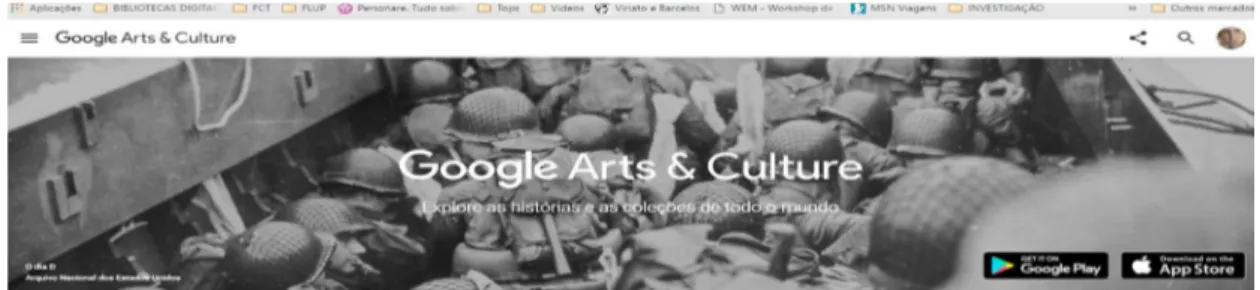 Figura 1.Frontpage Google Arts &amp; Culture. Acessível em https://www.google.