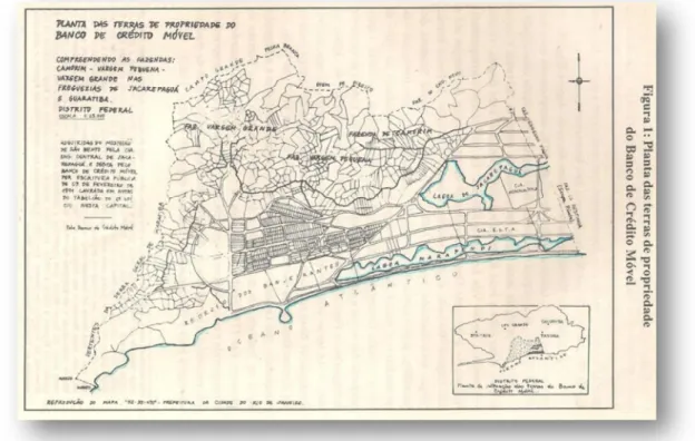 Fig. 18 - Mapa dos terrenos pertencentes ao Banco de Crédito Móvel - fonte:  Fania Fridman - Os Donos do Rio -  p.13 