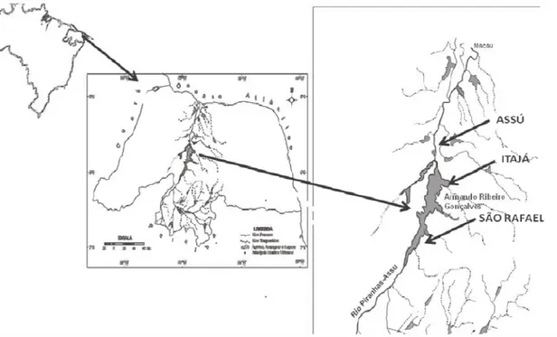 Figura 3: Bacia Hidrográfica Piranhas-Assú e, em destaque, os municípios próximos aos 