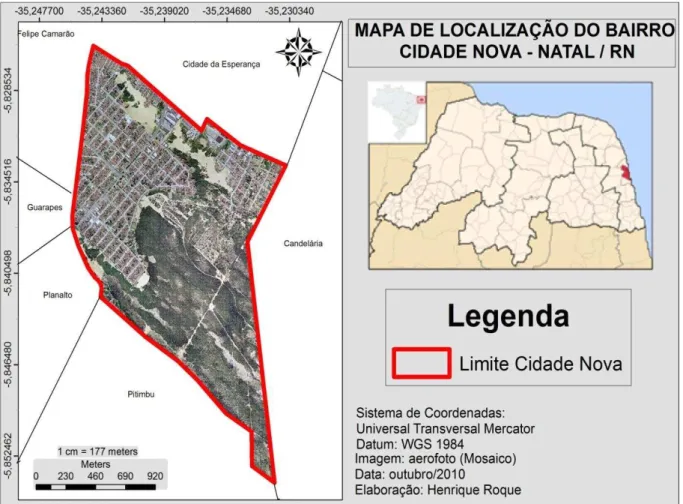 Figura 02- Localização do bairro Cidade Nova  – Natal/RN  Elaboração: Henrique Roque Dantas, 2012