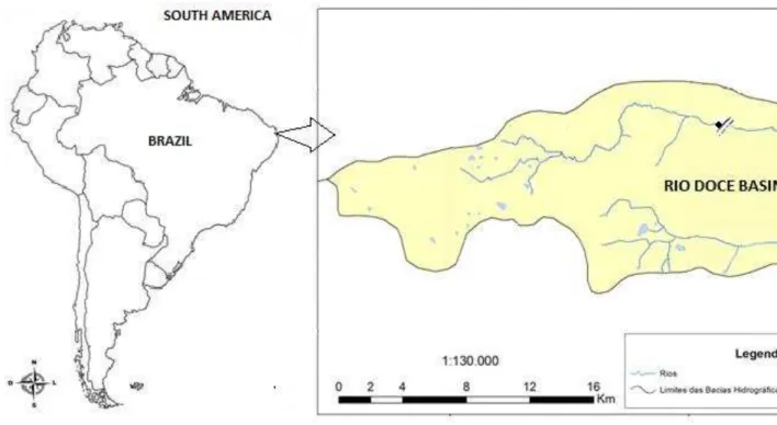 Figure I: Rio Doce basin and the connection between Extremoz Lake and the Atlantic Ocean