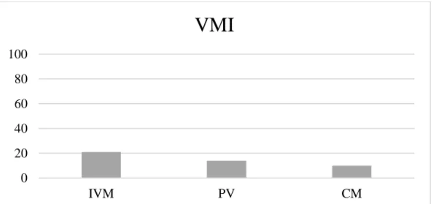 Figura 6. Resumo da pontuação (percentis) da avaliação inicial do VMI  3  Elementos critério   