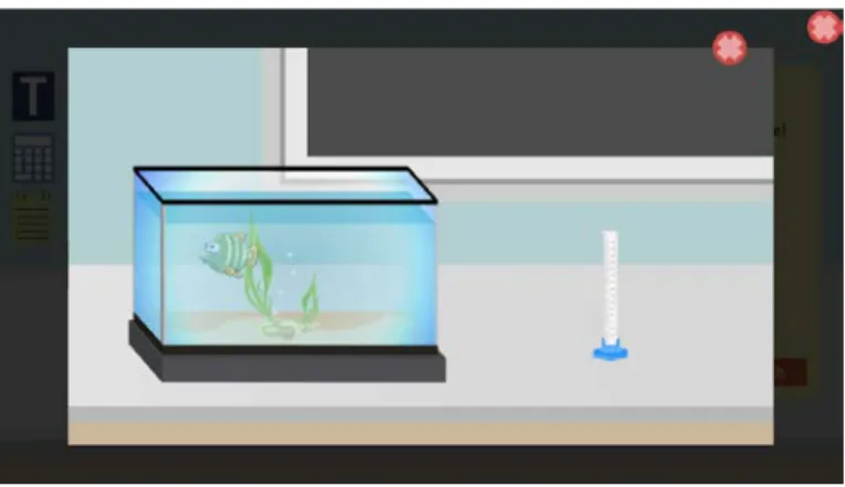 Figura 17 -  Adição da solução de azul de metileno no  aquário.