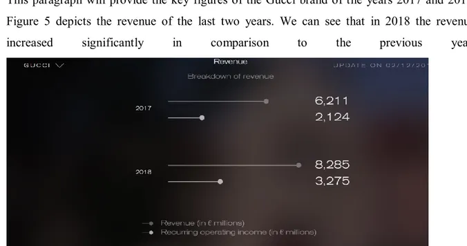 Figure  5  depicts  the  revenue  of  the  last  two  years.  We  can  see  that  in  2018  the  revenue  increased  significantly  in  comparison  to  the  previous  year