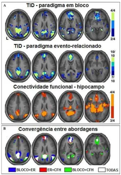 Figura 6  – Diferentes abordagens utilizando fMRI mostram resultados semelhantes na identificação da anatomia  da DMN