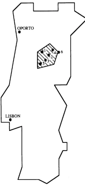 Figure  1. Map  of  PoItugal with  the  indication  of  the 