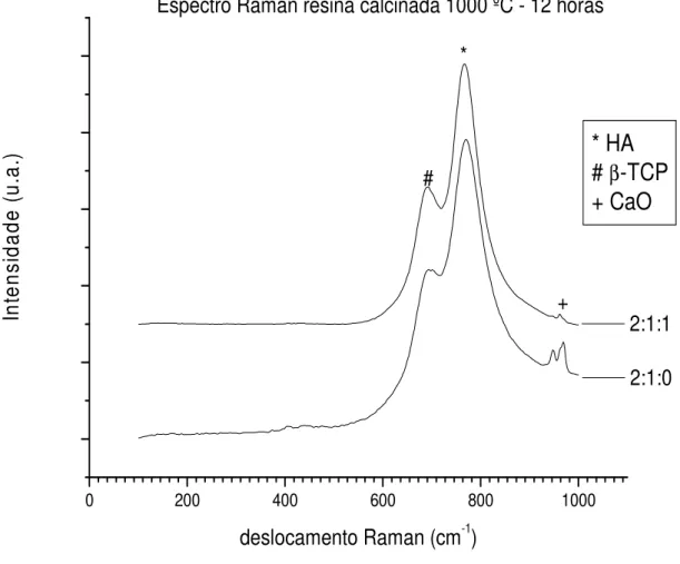 FIGURA 6: Espectro Raman da resina calcinada à 1000 ºC - 12 horas 