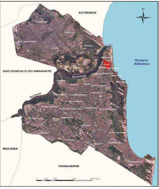 Figura 1  – Localização geográfica do bairro das Rocas, município de Natal-RN. 