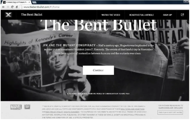 Figura 10 – Site do documentário fictício The Bent Bullet.