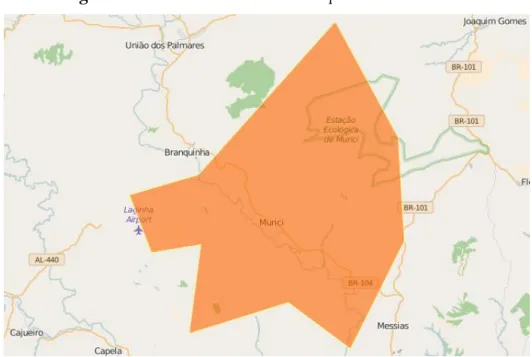 Figura 1- Área territorial do município de Murici – AL. 