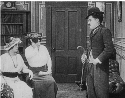 Figura 23. Imagem do filme Laughing Gas, 1914, mostrando a paciente com dor de dente, na  sala de espera