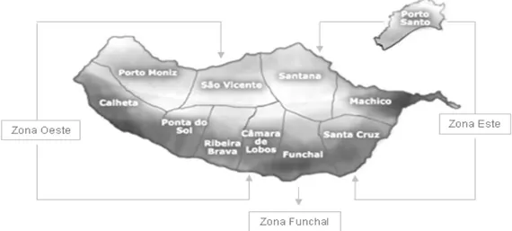 Figura nº 4: Representação dos concelhos/zonas geográficas da RAM                                                  