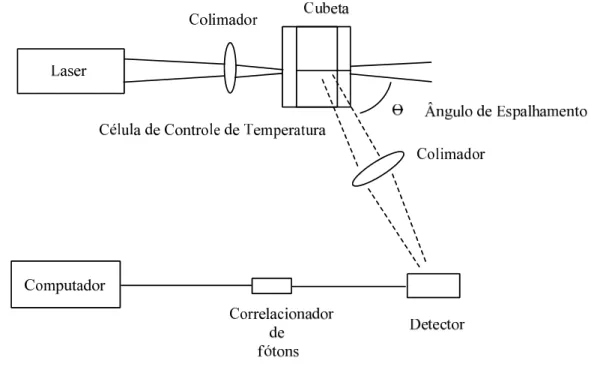 Figura 7- Esquema representando a aparelhagem em um experimento de Espalhamento Dinâmico da 