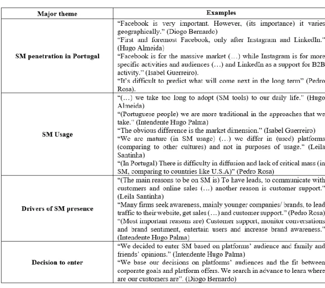 Table 3 - Examples of key informant quotes on SMM. 