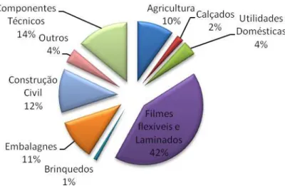 Figura 2.1 – Segmentação do mercado plástico no Brasil em 2006  ( Fonte: Dieese 2007/2008 – Setor  Plástico)