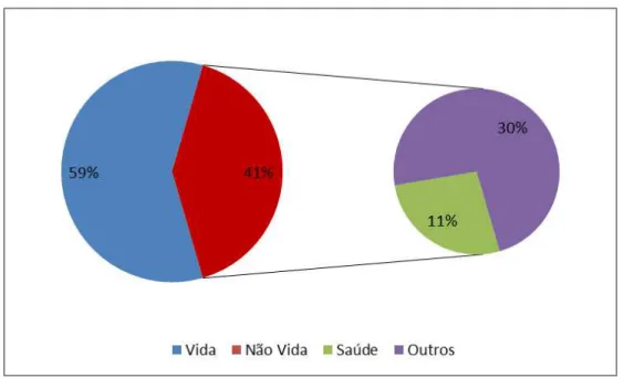 Gráfico 5 - Segmentação dos prêmios de seguros na Europa 