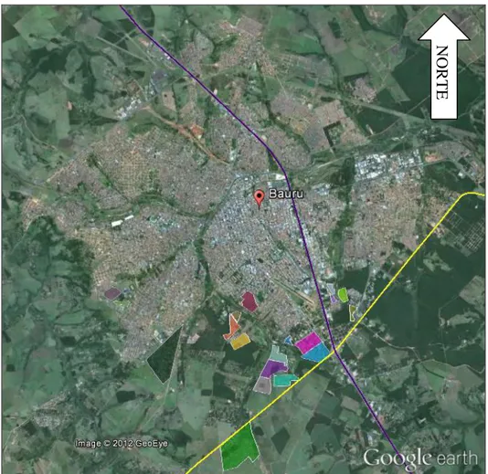Figura 10: Condomínios Residenciais Horizontais de Bauru  Fonte: Google Earth (2012). 