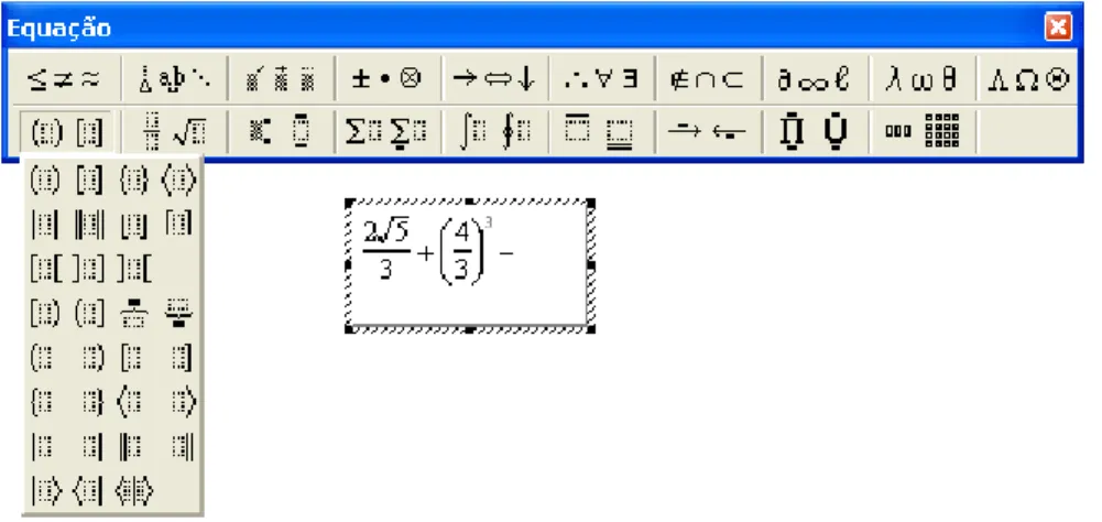 Figura 3: Construção de uma expressão Matemática com o Microsoft  Equation 