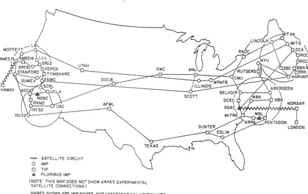 Figura 4: ARPANET Map Geográfico, Junho 1977  cartógrafo-chefe: desconhecido  