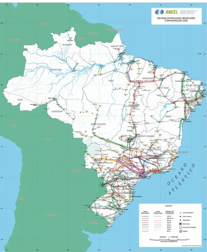 Figura 1.9 –  Sistema brasileiro elétrico interligado  –  2009 
