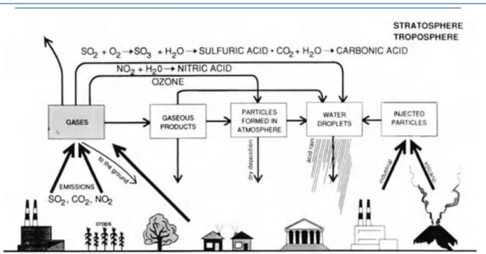 Figure 1. 7: Role of artificial and natural pollutants on materials decay (Adapted from (Winkler, 1997))