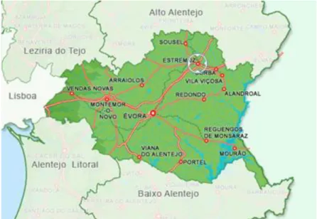 Figure 1. 24: Map of Estremoz (Adapted from http://www.vacances-location.net/). 