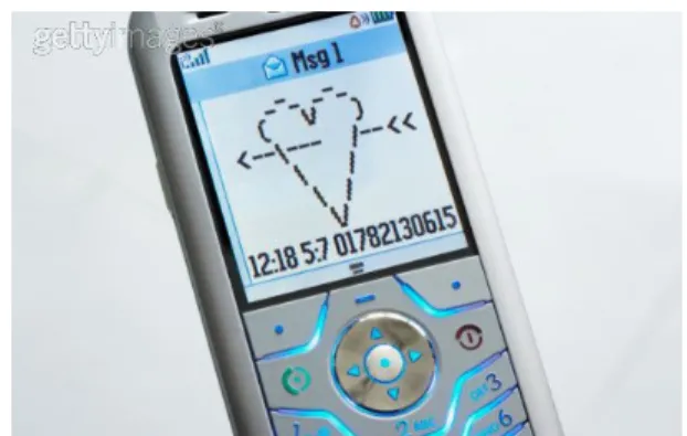 Figura 4: Imagens de interface de telefone celular ilustrando um SMS,   Laurence Dutton (sem data) 