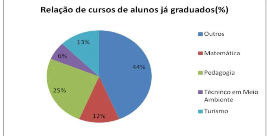 Figura 08  – Gráfico referente aos cursos de graduação dos alunos que já são formados