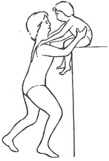 Figura 7 – entrada de frente com o nadador apoiando nos ombros da instrutora. 