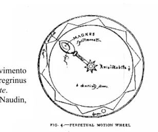 Ilustração 9: a máquina de movimento  perpétuo descrita por Petrus Peregrinus  em sua carta Epistola de magnete