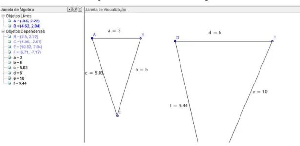 Figura 40. Medidas dos lados dos triângulos 