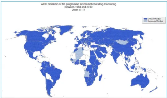 Figure I3. State members involved in the International Drug Monitoring by WHO in 2010