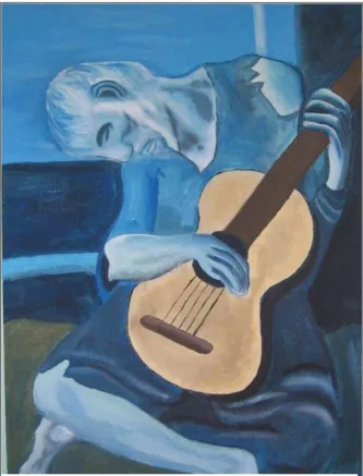 Figura  15.  Pintura  Mural,  cópia  de  O  velho  Guitarrista  de  Pablo  Picasso.  Fonte:  acervo  pessoal da autora