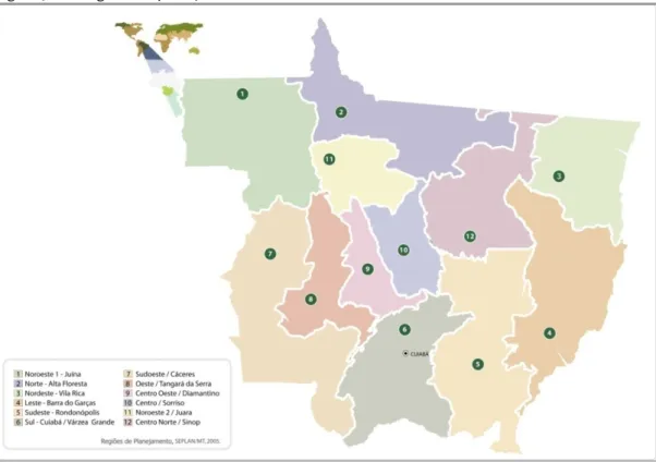 Figura 3.8 -- Regiões de planejamento de Mato Grosso.  