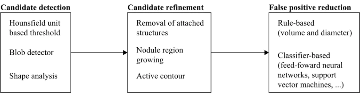 Figure 2.1: Overall structure of a lung nodule detection algorithm.