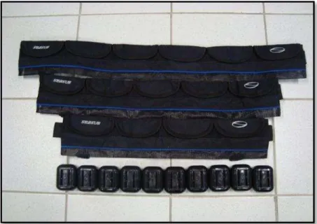 Figura 7 - Cinto de lastro com bolsos e anilhas 