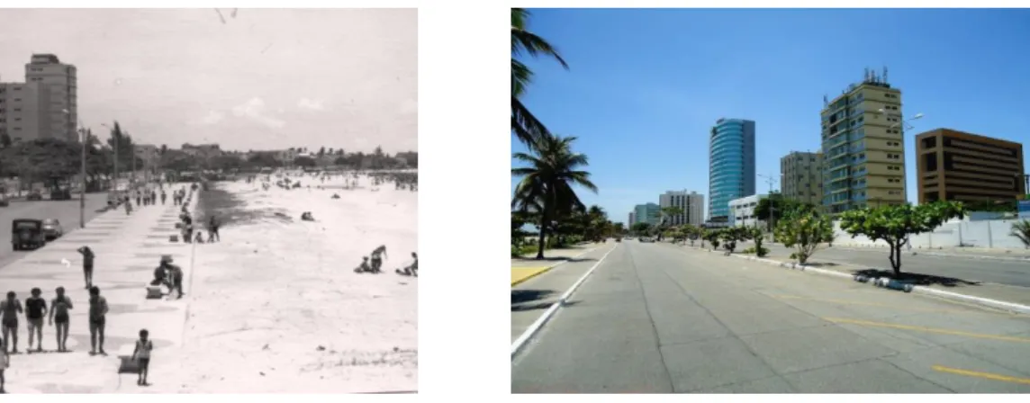 Figura 14 - Praia da Avenida na década de 60.  Figura 15 - Praia da Avenida atualmente