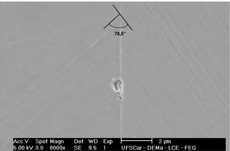 Figura  4.35:  Imagem  de  MEV  de  amostra  embutida  com  superfície  polida  e  quimicamente  atacada  da  Mistura  1  sinterizada  a   1600 ºC  –  20 min / 1475 ºC  –  600 min
