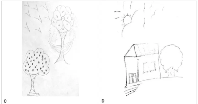 Figura 1- Desenhos sem representação da fotossíntese em plantas. 