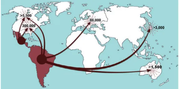 FIGURA 1.1: Distribuição Geográfica da Doença de Chagas [1] 
